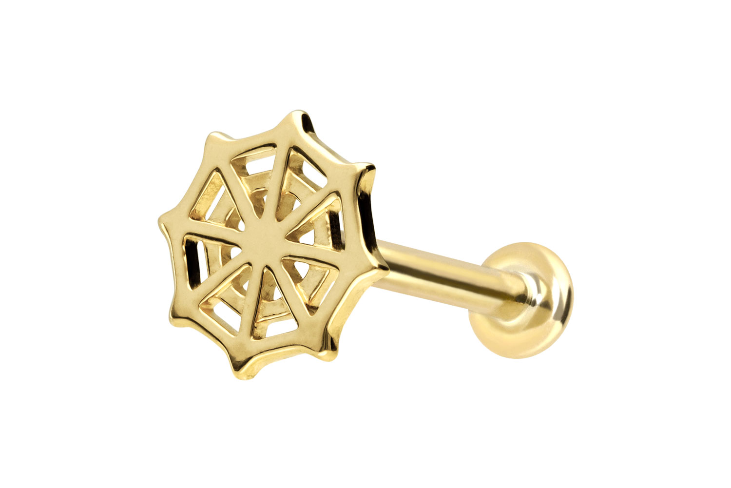 14 Karat Gold Labret Piercing mit Innengewinde SPINNENNETZ